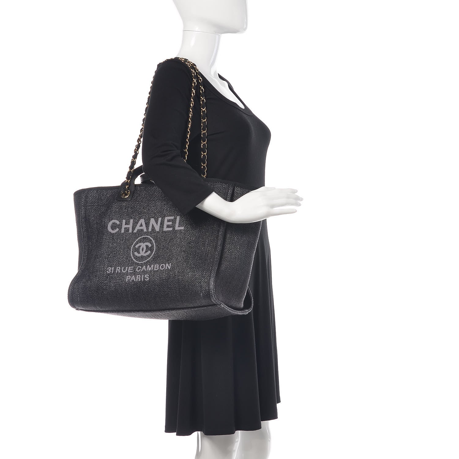 Chanel Woven Straw Raffia Large Deauville Tote Black 2 of 12