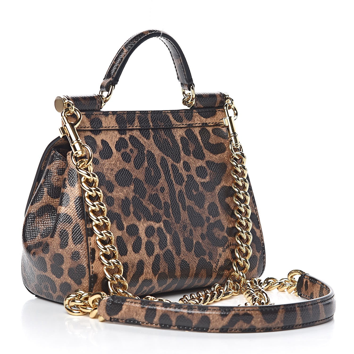 Dolce & Gabbana Dauphine Studded Leopard Print Mini Miss Sicily Satchel Naturale 3 of 9