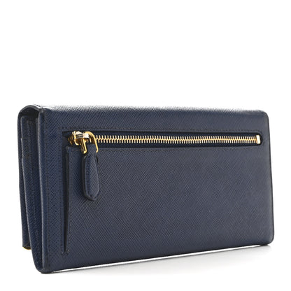 Prada Saffiano Metal Bar Continental Flap Wallet Bluette 4 of 11