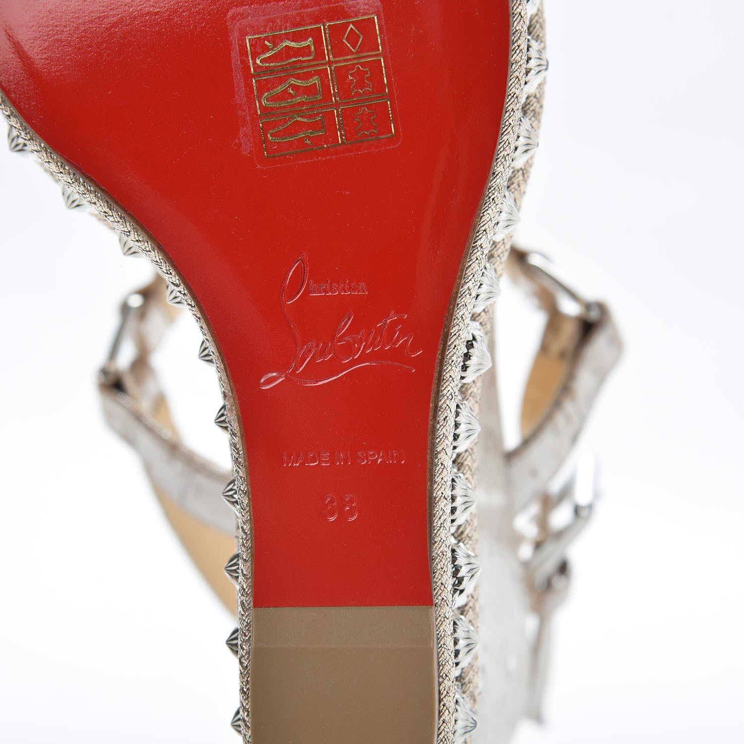 Christian Louboutin Cork Studded Pyradiams 110 Platform Sandals 38 Silver 7 of 8