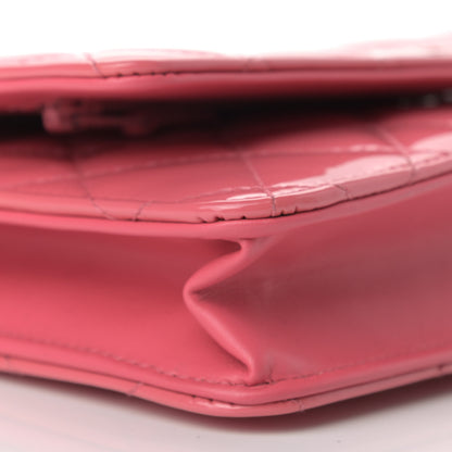 Chanel Patent Quilted Wallet On Chain WOC Pink 8 of 9