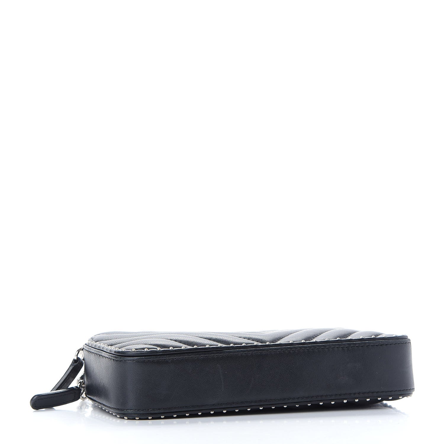 Chanel Lambskin Chevron Quilted Studded Small Clutch With Chain Black 4 of 10