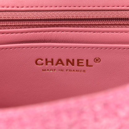 Chanel Wool Tweed Quilted Mini Rectangular Flap Dark Pink Fuchsia 5 of 10