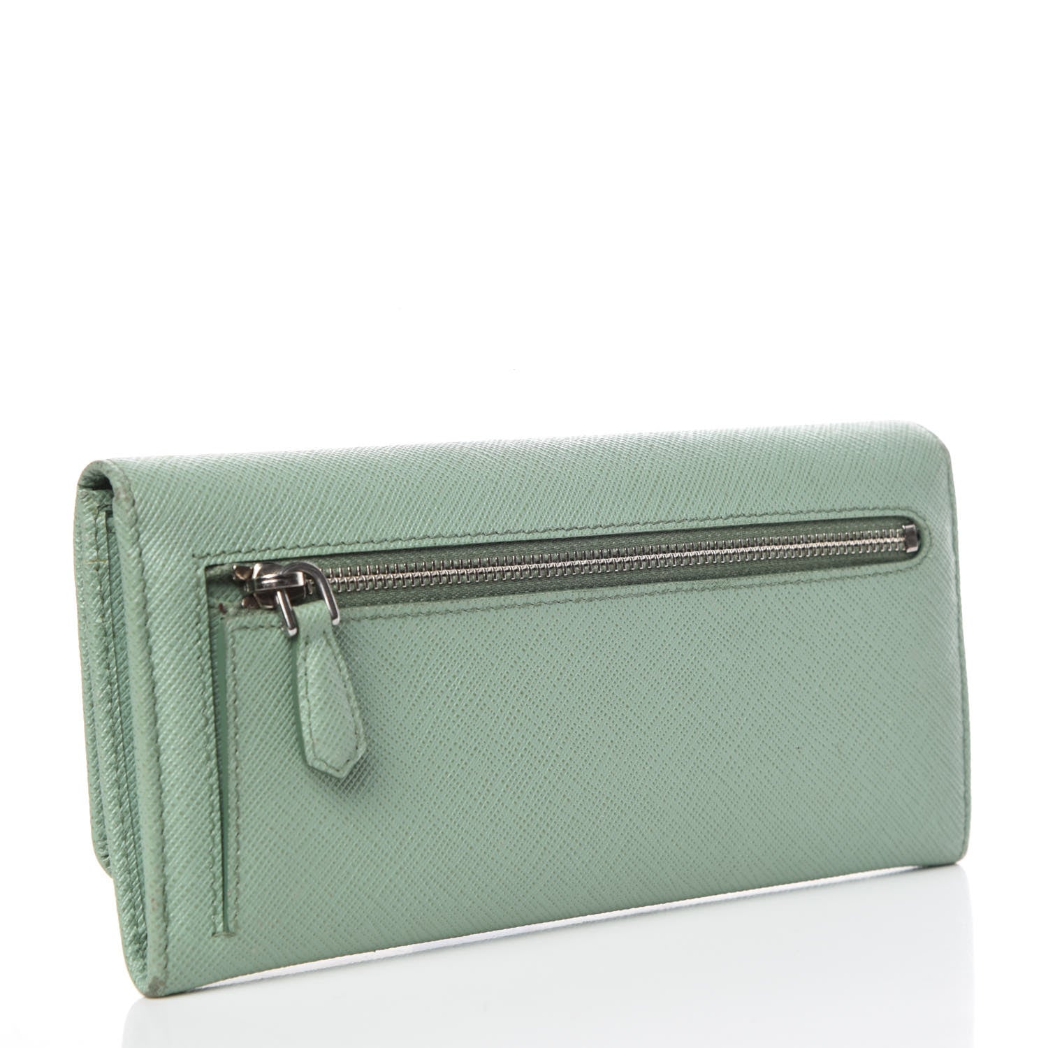 Prada Saffiano Metal Continental Flap Wallet Acquamarina 4 of 16