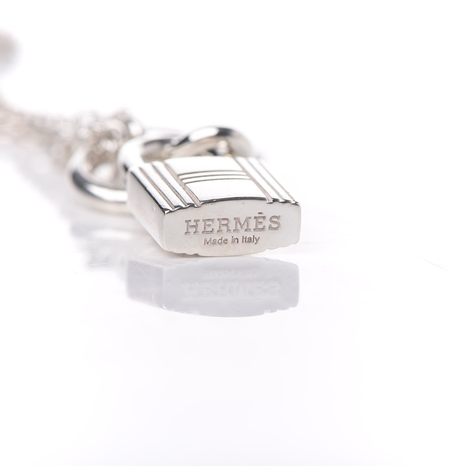 Hermes Sterling Silver Cadenas Kelly Lock Pendant Necklace 5 of 6