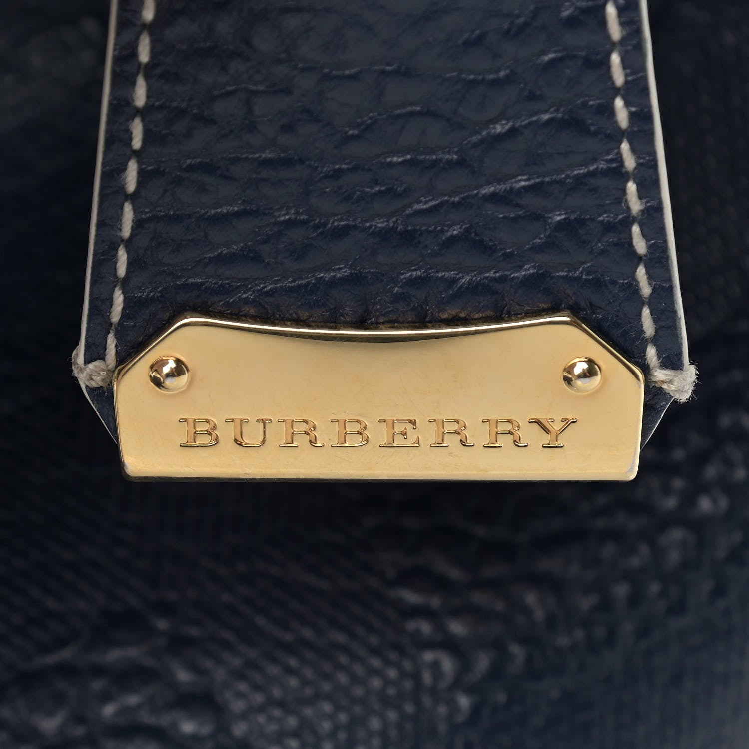 Burberry Signature Grain Calfskin Check Embossed Small Canterbury Tote Blue Carbon 6 of 17