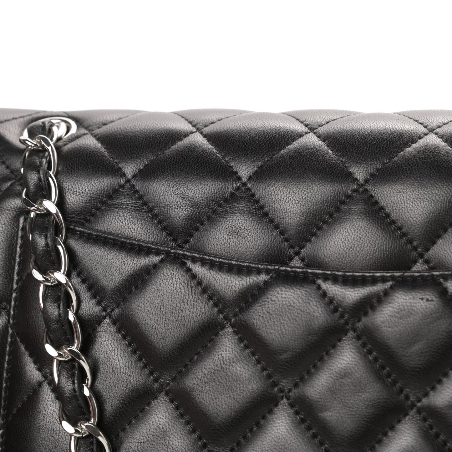 Lambskin Quilted Jumbo Double Flap Black