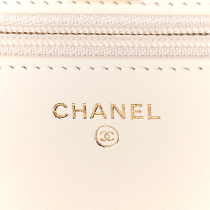 Chanel Lambskin Quilted CC Pearl Crush Wallet on Chain WOC White 10 of 24