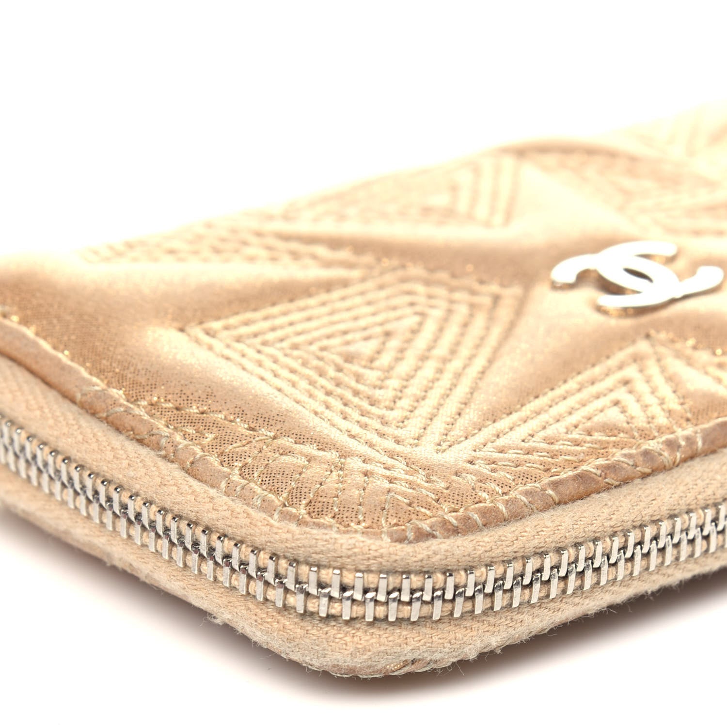 Chanel Metallic Lambskin Star Embossed Coin Key Pouch Gold 10 of 12