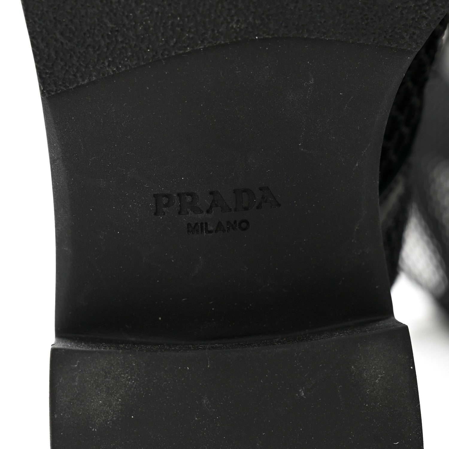 Prada Rete Spazzolato Rois Metal Triangle Logo Womens Knee High 50mm Boots 35.5 Black 8 of 8