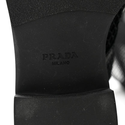 Prada Rete Spazzolato Rois Metal Triangle Logo Womens Knee High 50mm Boots 35.5 Black 8 of 8