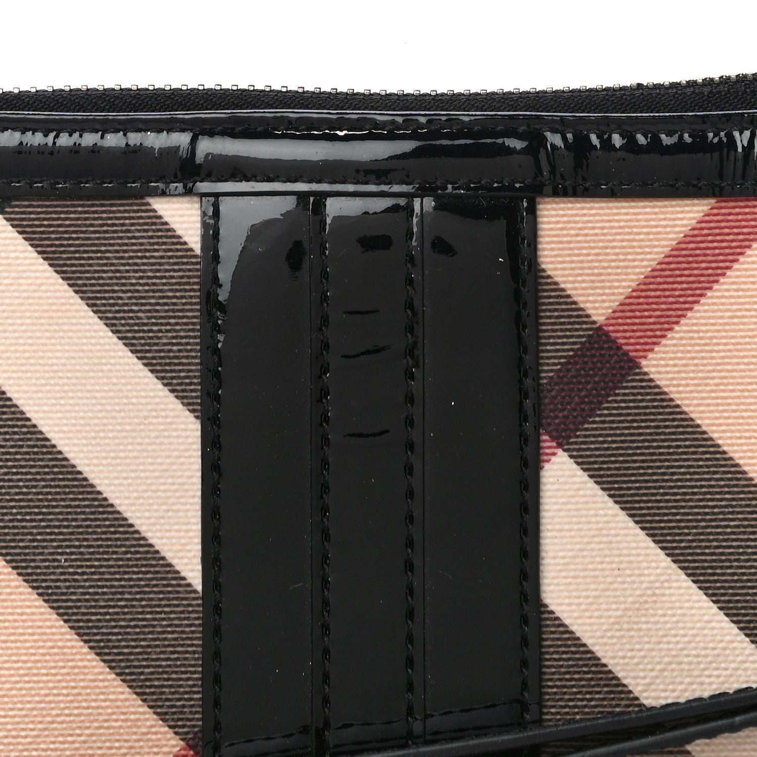 Burberry Patent Nova Check Wristlet Pouch Black 7 of 10