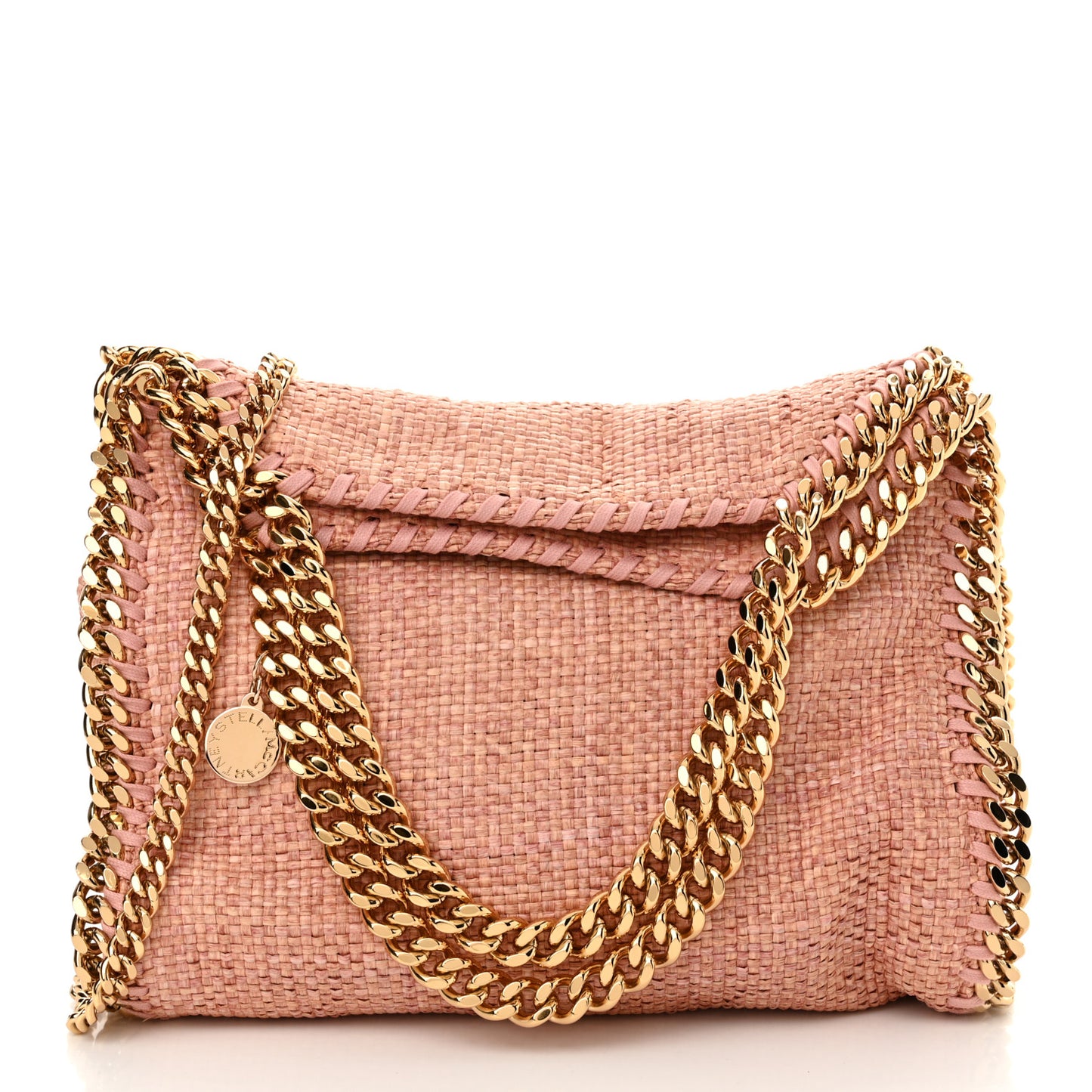 Raffia Mini Falabella Fold Over Tote Pink