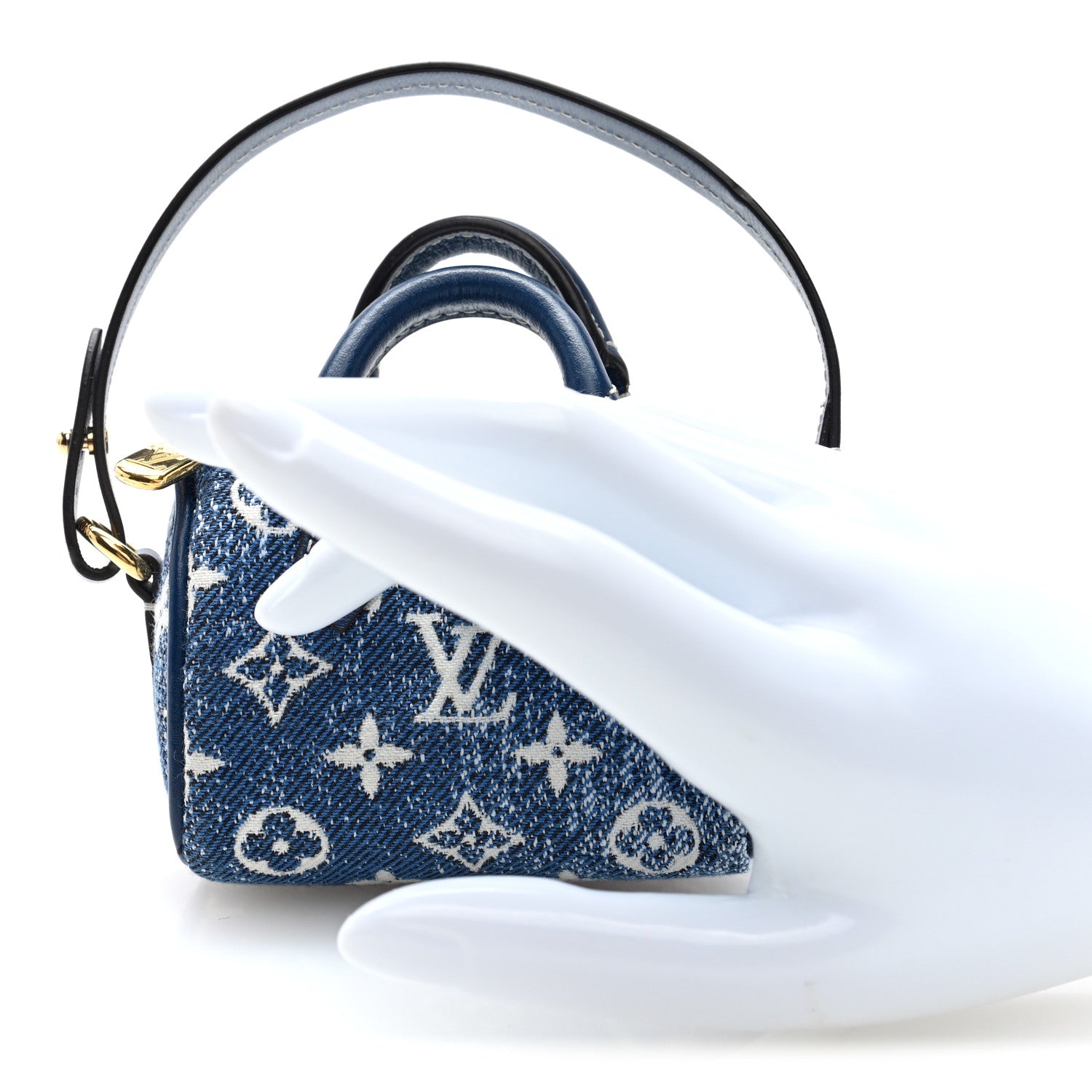 Louis Vuitton Denim Monogram Jacquard Micro Speedy Bag Charm Bleu 2 of 6