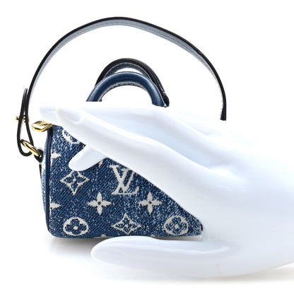 Louis Vuitton Denim Monogram Jacquard Micro Speedy Bag Charm Bleu 2 of 6
