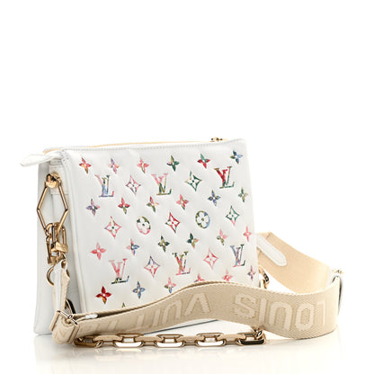 Louis Vuitton Lambskin Embossed Monogram LV Garden Coussin PM Cream 3 of 14