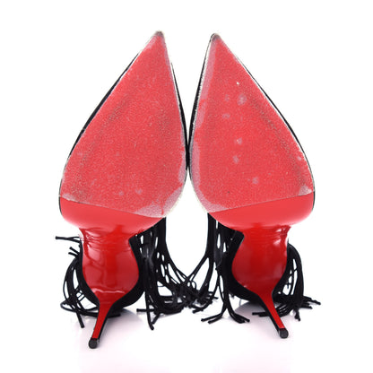 Christian Louboutin Veau Velours Fringe Courtain 100 Pumps 40 Black 6 of 10