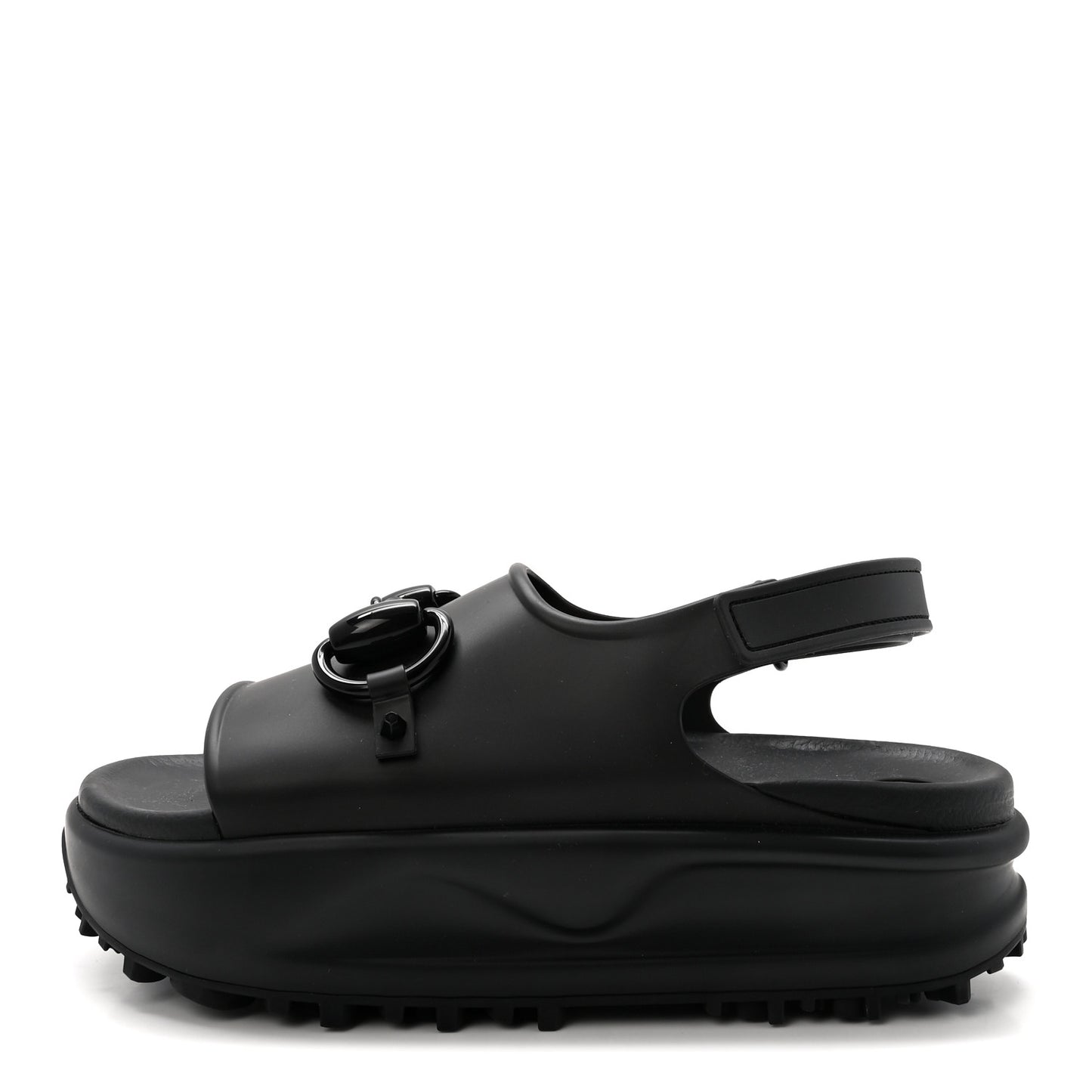 Soft Rubber Horsebit Touch Womens Strapped Sandals 38 Black