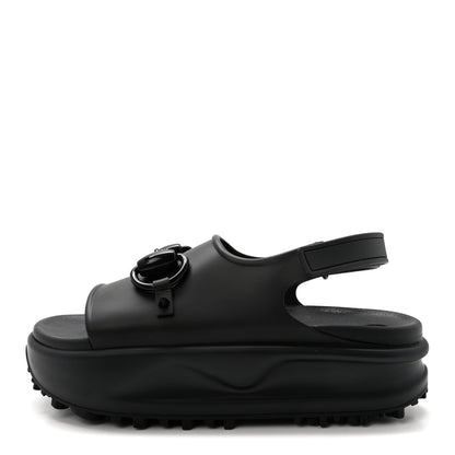 Gucci Soft Rubber Horsebit Touch Womens Strapped Sandals 38 Black 1 of 9