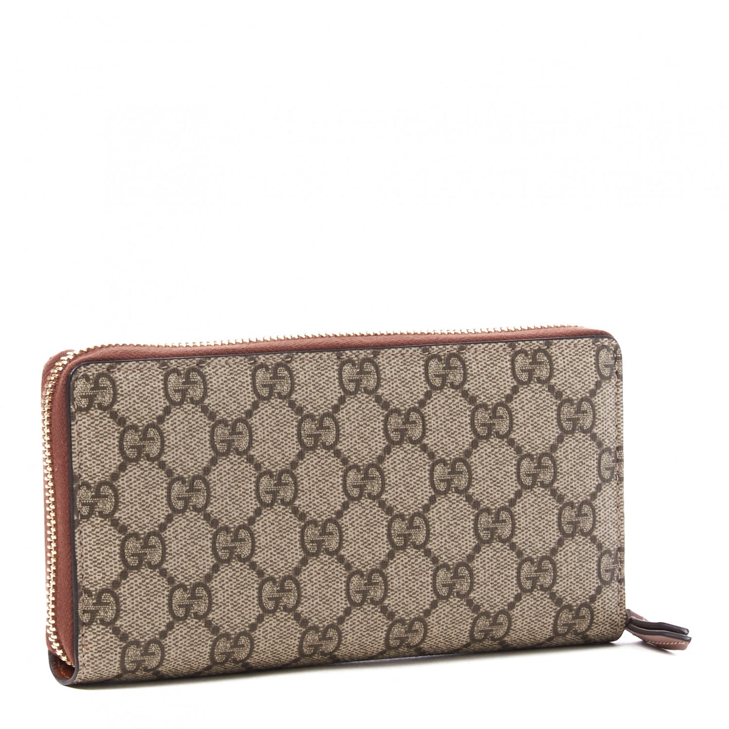 GG Supreme Monogram Cuoio Toscano Zip Around Wallet Beige Ebony Cuir