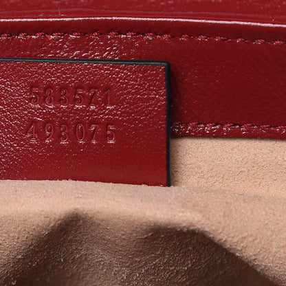 Gucci Vintage Effect Calfskin Matelasse Diagonal Mini Torchon GG Marmont Top Handle Shoulder Bag Black Romantic Cherry 7 of 9
