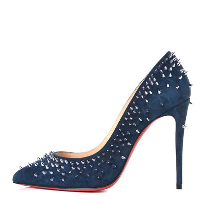 Christian Louboutin Veau Velours Studded Escarpic 100 Pumps 35 Quartz Petrol 1 of 7