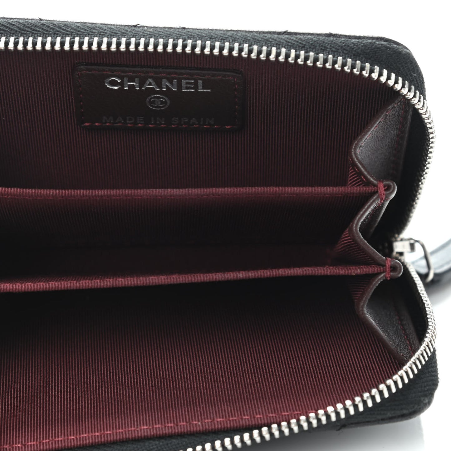 Lambskin Quilted Zip Coin Purse Black