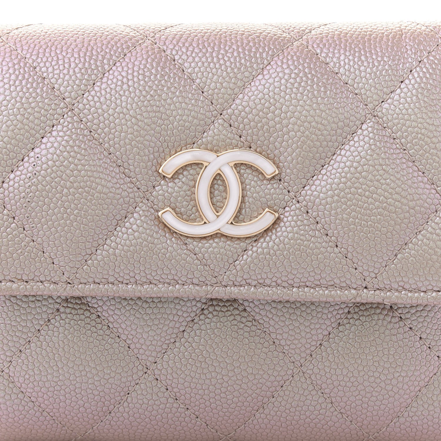 Chanel Iridescent Caviar Quilted Small Flap Wallet Beige 7 of 10