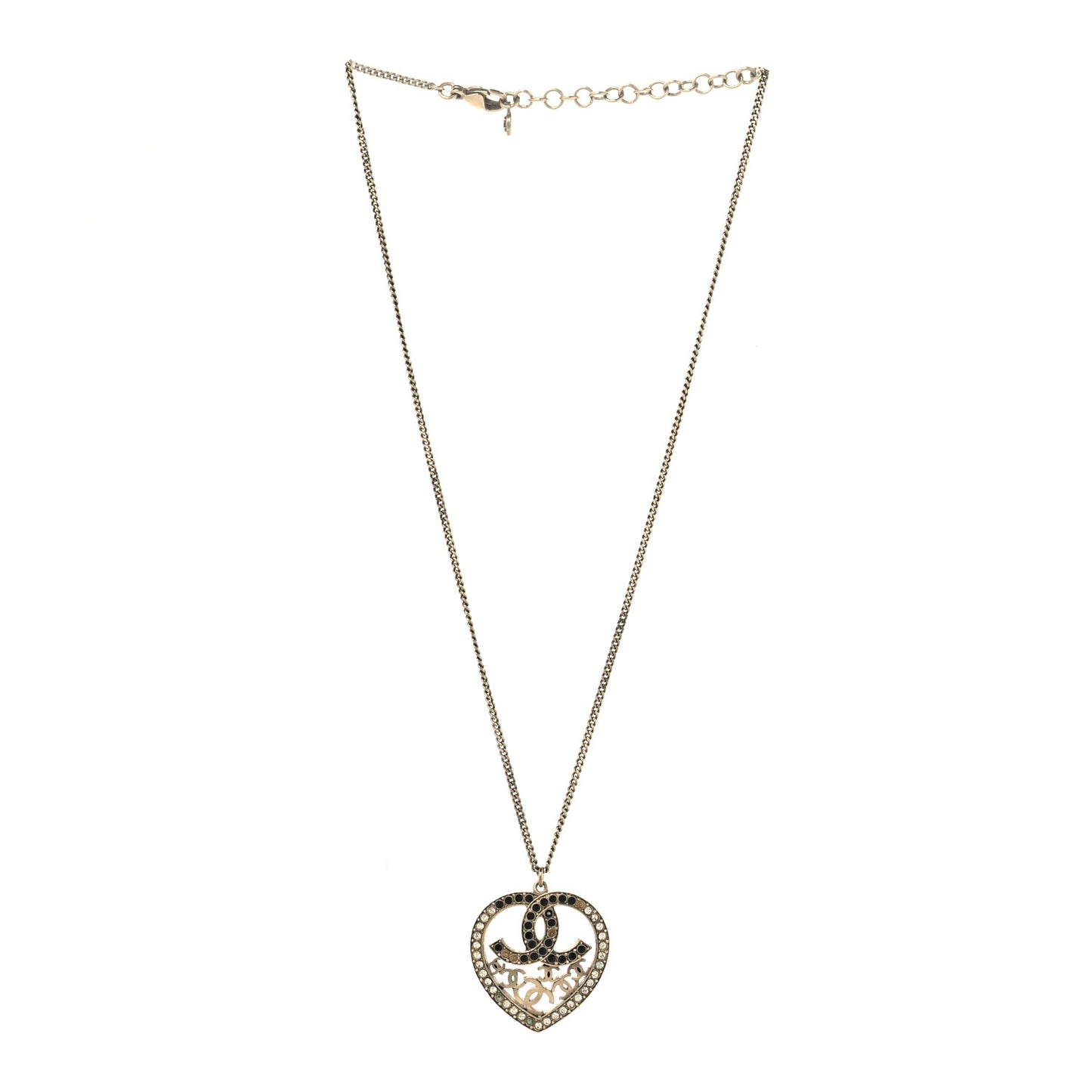 Crystal Heart CC Necklace Gold