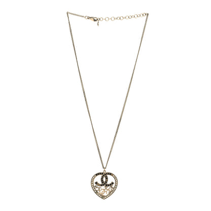 Chanel Crystal Heart CC Necklace Gold 3 of 5