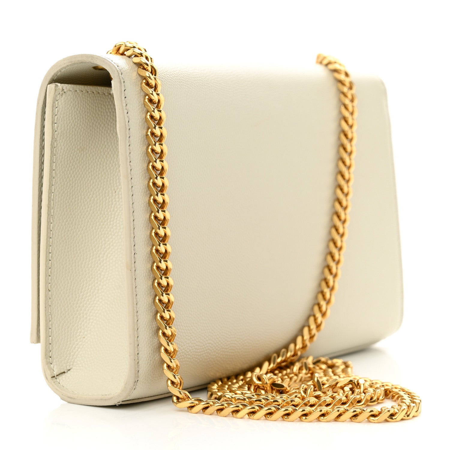 Saint Laurent Grain De Poudre Small Classic Monogram Kate Tassel Satchel Blanc Vintage 3 of 10