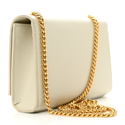 Saint Laurent Grain De Poudre Small Classic Monogram Kate Tassel Satchel Blanc Vintage 3 of 10