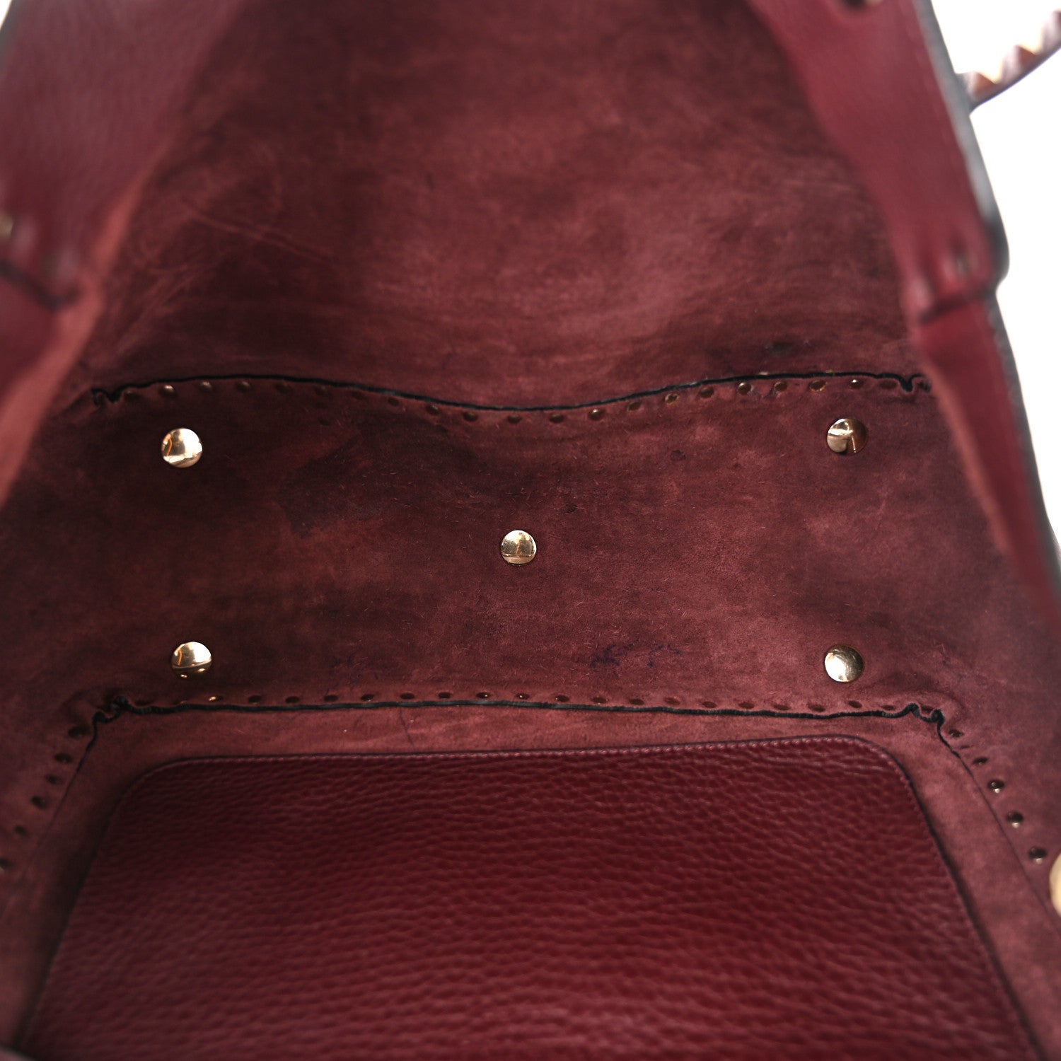 Valentino Garavani Pebbled Calfskin Medium Rockstud Tote Rubin 5 of 9