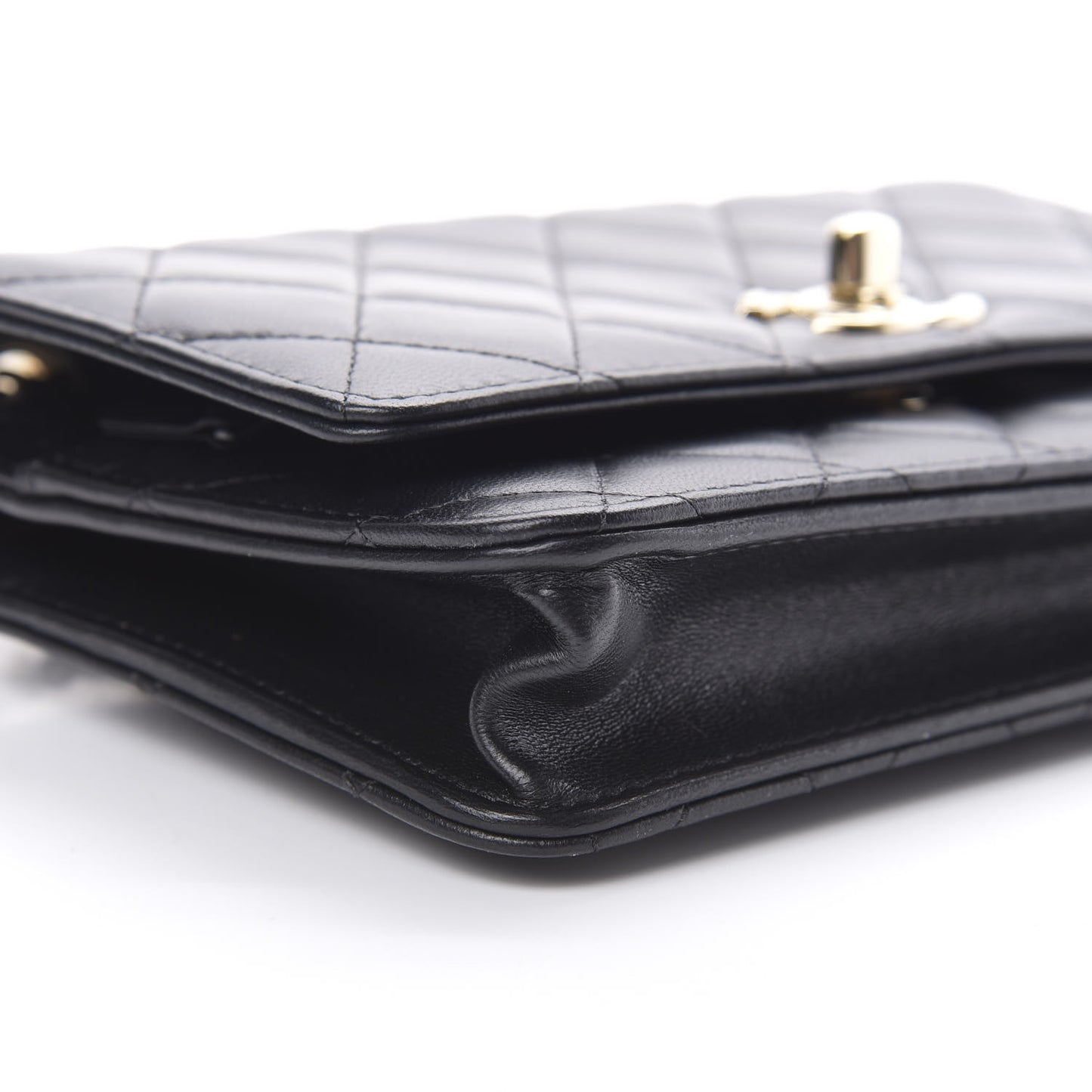 Lambskin Quilted Trendy CC Wallet On Chain WOC Black