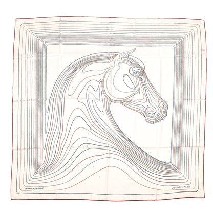 Hermes Cashmere Silk Pegase Paysage Shawl 140 Blanc Rouge Multicolor 1 of 8