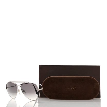 Tom Ford Indiana Aviator Sunglasses TF497 Silver 8 of 8