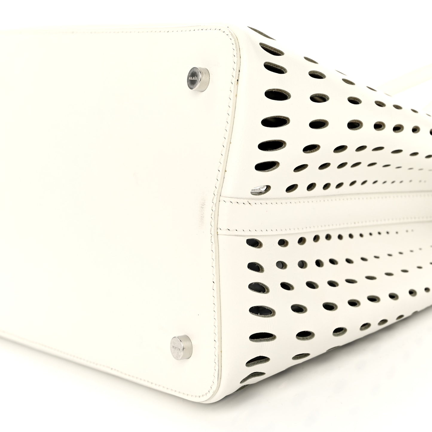Calfskin Laser Cut Mina 32 Bag White