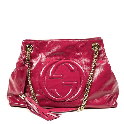 Gucci Vernice Naplack Medium Soho Chain Shoulder Bag Bright Bouganville 1 of 7
