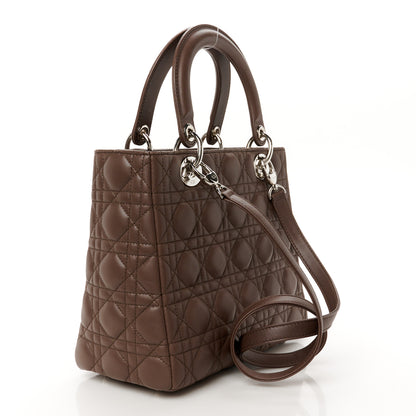 Christian Dior Lambskin Cannage Medium Lady Dior Brown 3 of 11