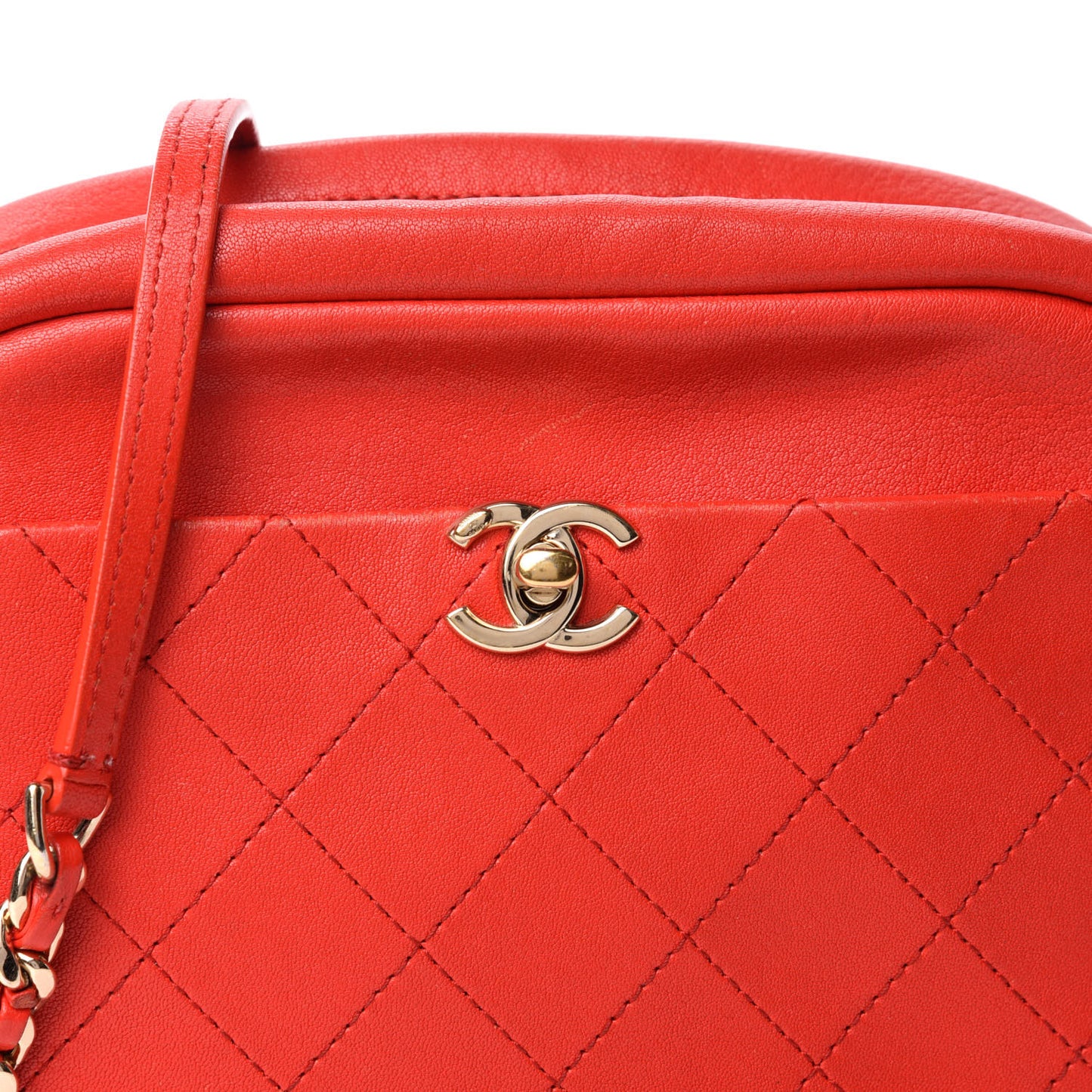 Goatskin Quilted Large Casual Trip Camera Case Bag Red