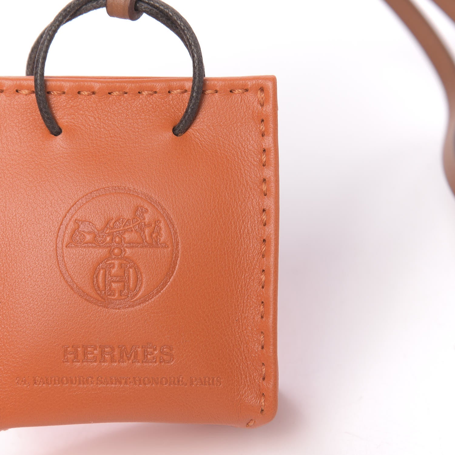 Hermes Milo Lambskin Swift Shopping Bag Charm Feu Gold 4 of 5