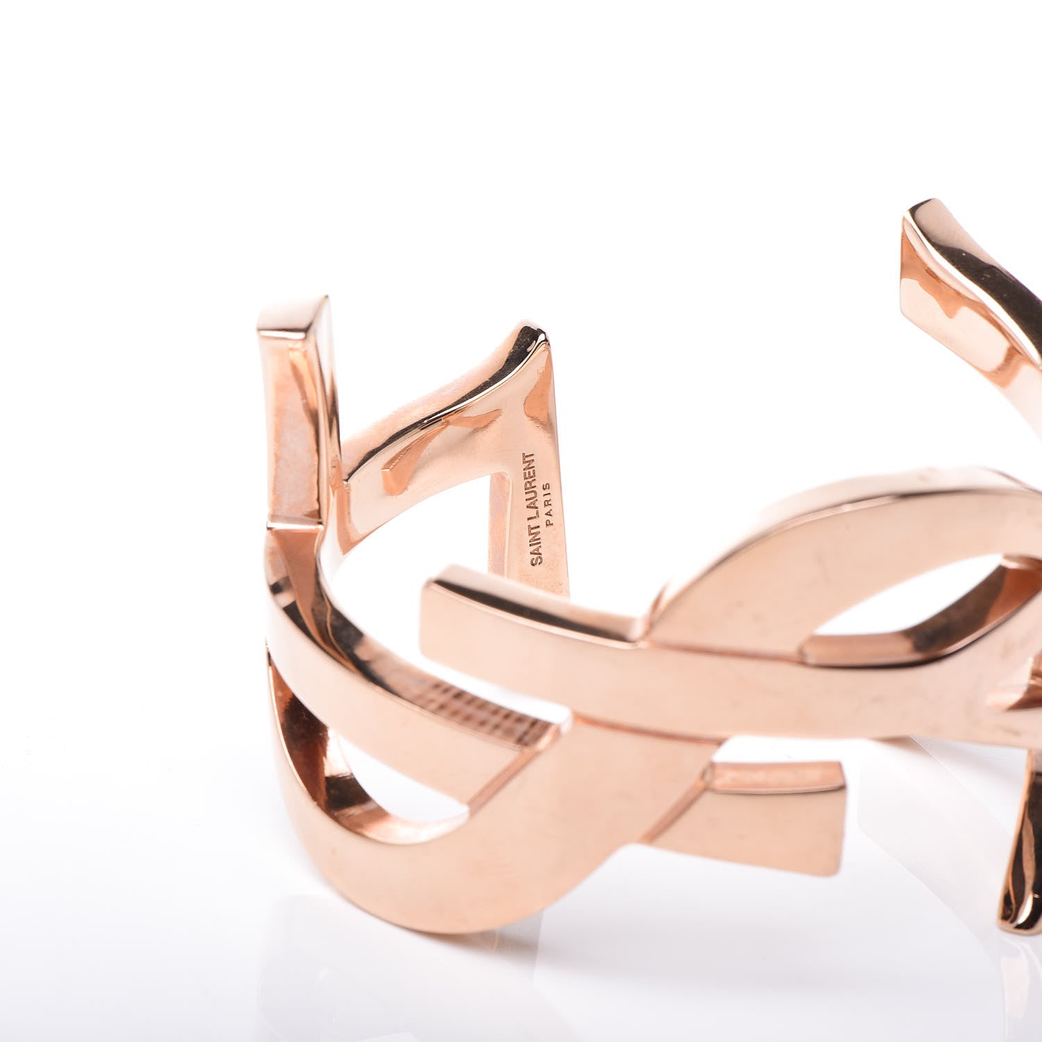 Saint Laurent Brass Monogram Cuff Rose Gold 4 of 4