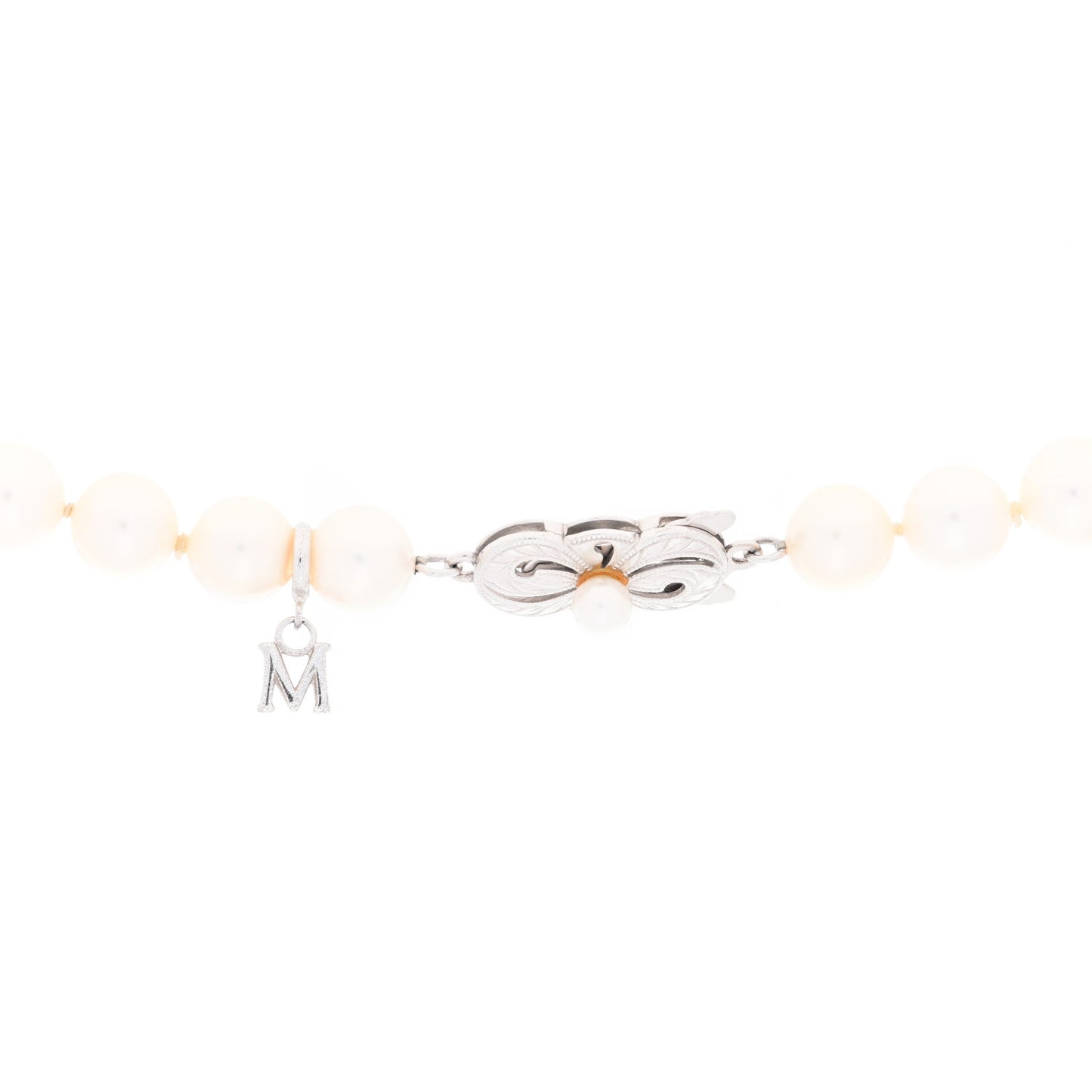 18K White Gold Akoya Pearl 7-7.5mm Strand Necklace 18.5"