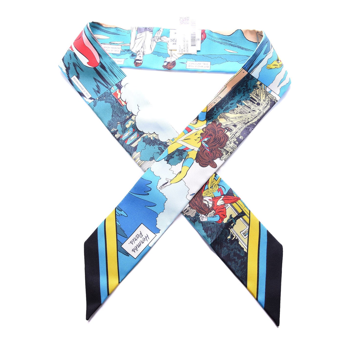 Silk Wow Twilly Bleu Azur Jaune