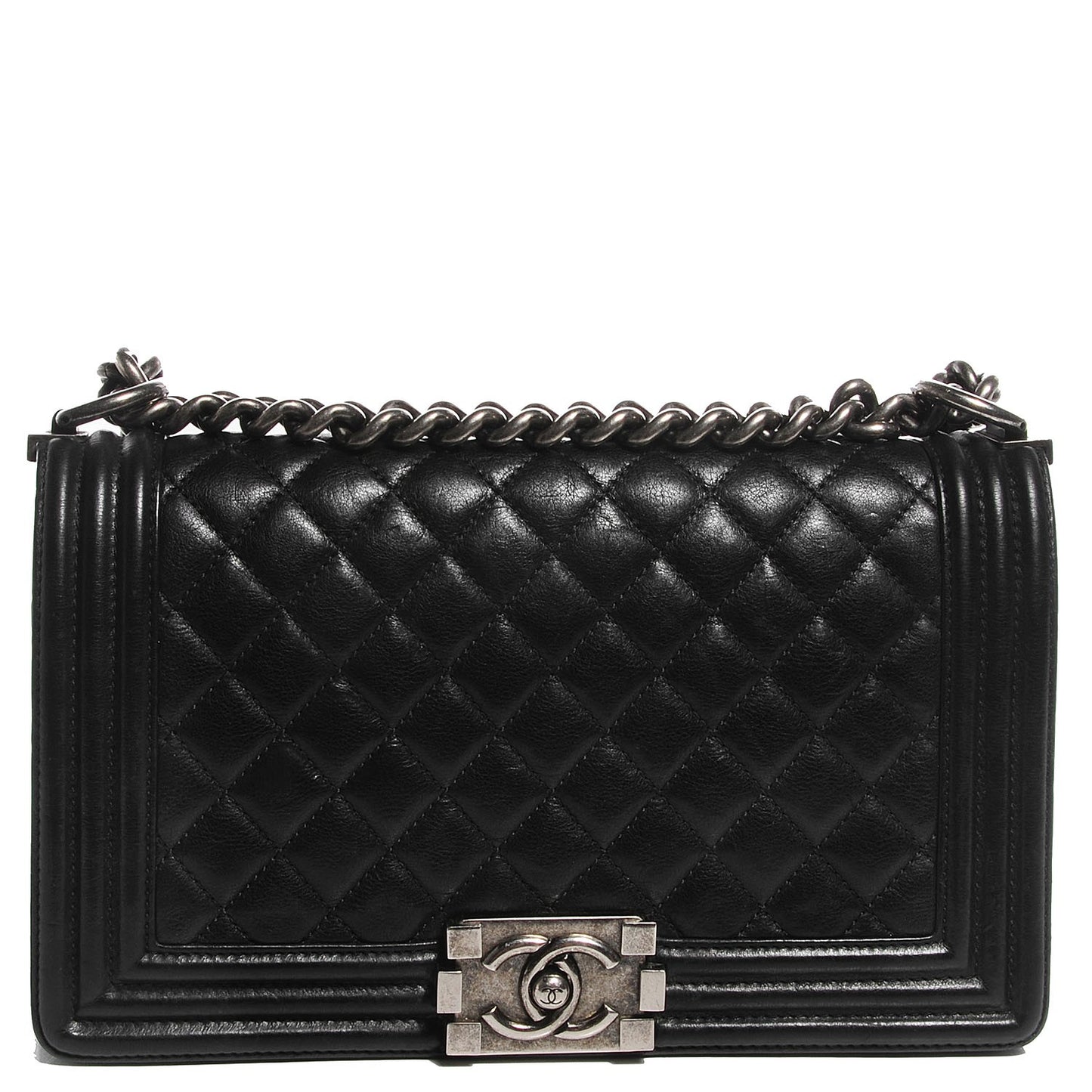 Calfskin Quilted Medium Boy Flap Black