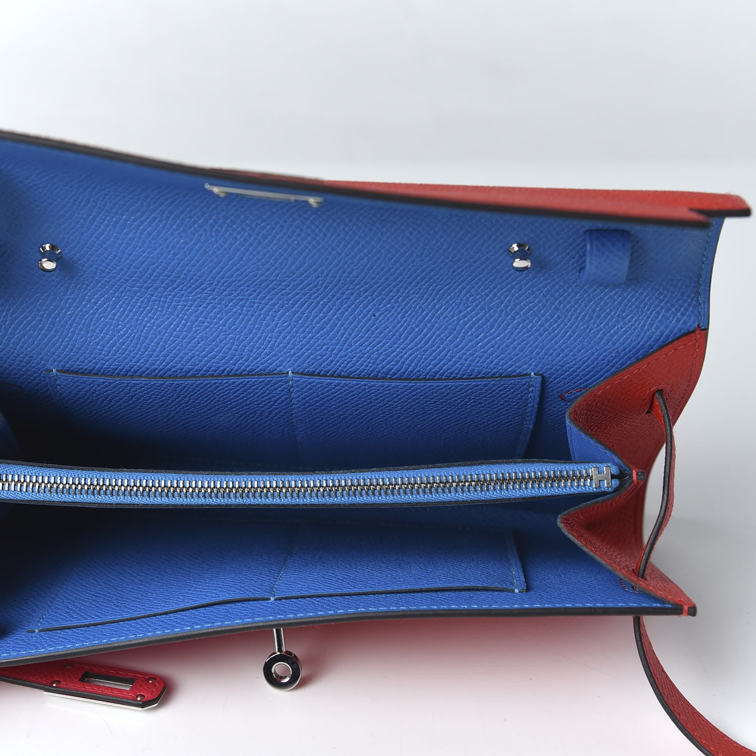 Hermes Epsom Kelly Wallet Casaque To Go Rouge Coeur Rose Extreme Bleu Zanzibar 5 of 10