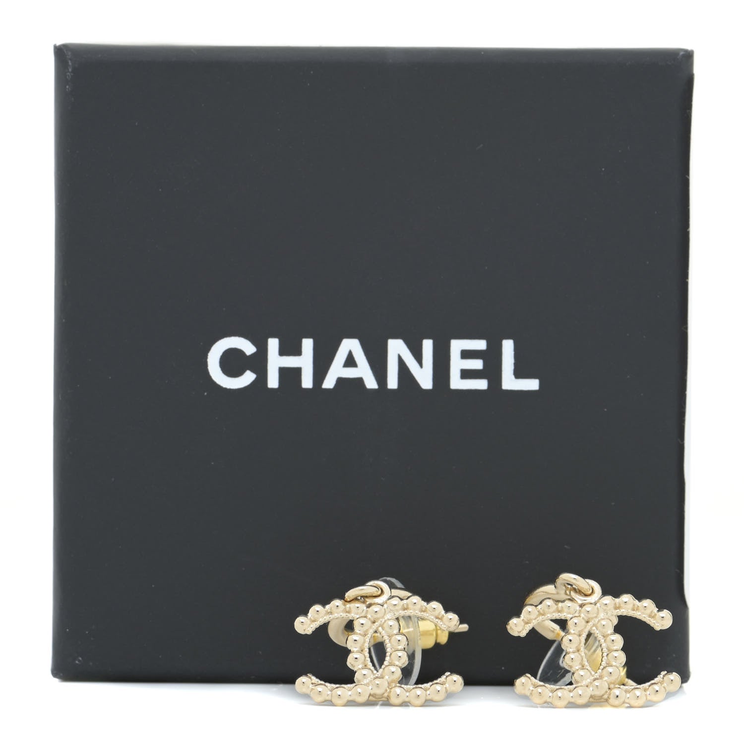 Chanel Metal Bead CC Drop Earrings Gold 5 of 5