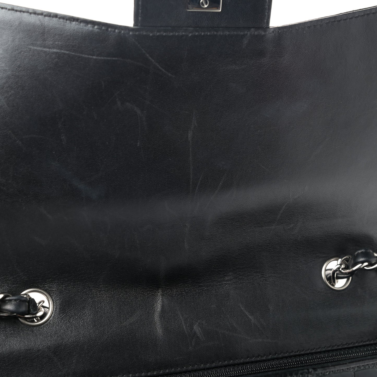 Shiny Crocodile Jumbo Single Flap Black