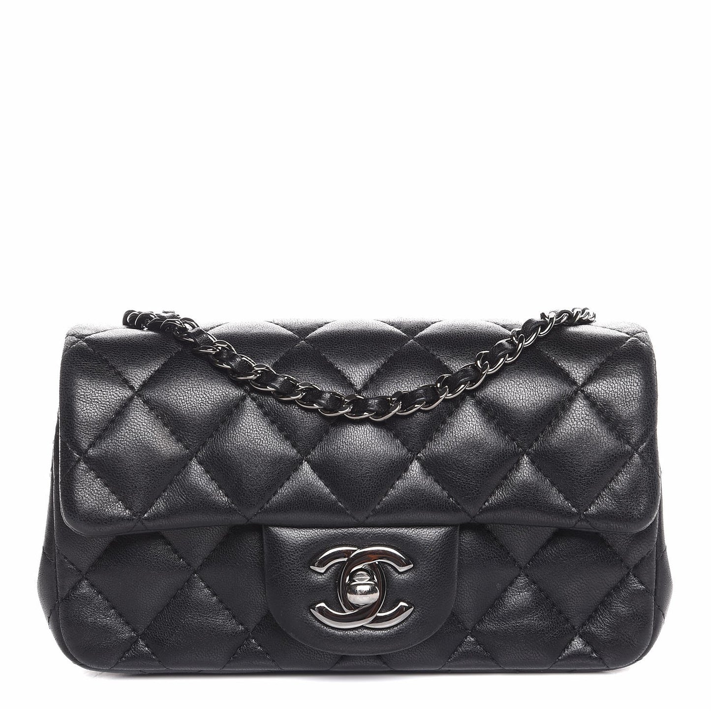 Lambskin Quilted Extra Mini Flap Black