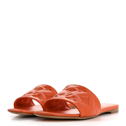 Louis Vuitton Lambskin Embossed Monogram Revival Flat Mules 36 Orange 4 of 9